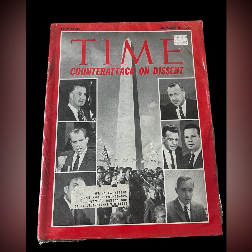 Vintage November 21 1969 TIME Magazine - Red Cover- In plastic